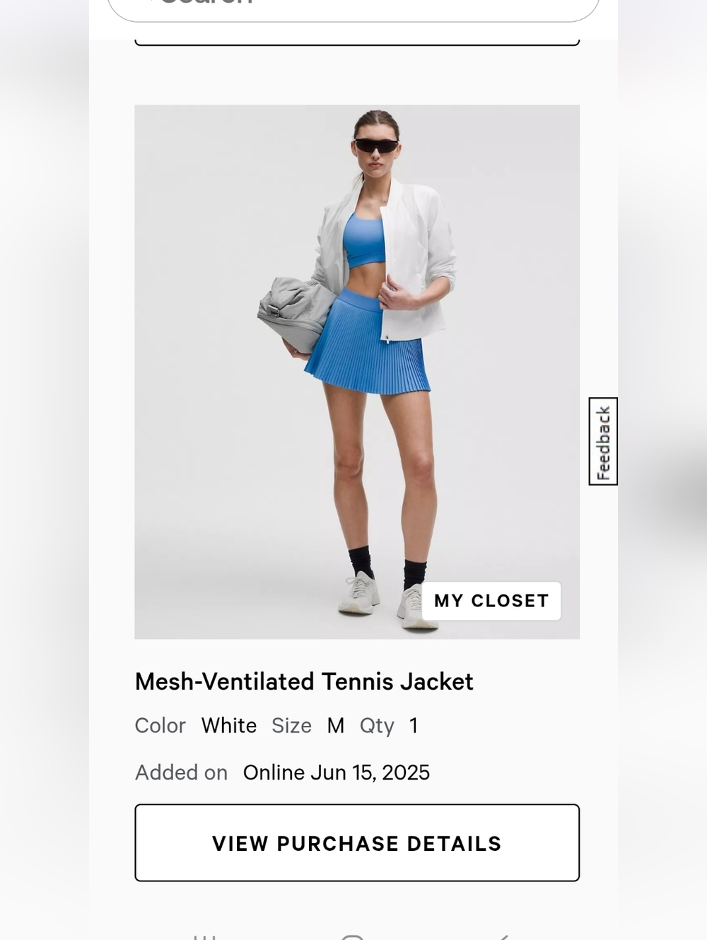 lululemon athletica White Mesh-Ventilated Tennis Jacket